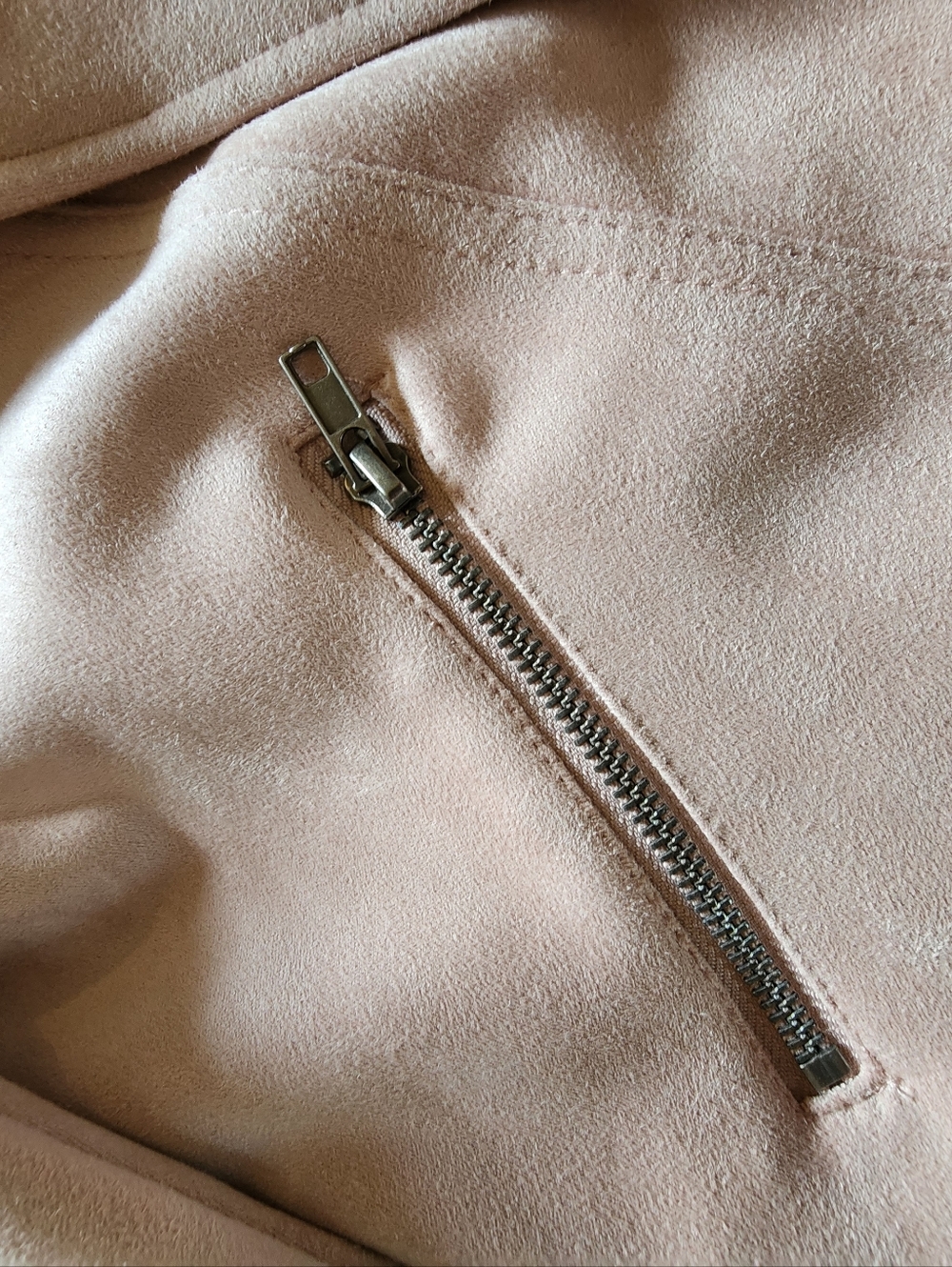 NWOT Philosophy Soft Blush Pink Faux Suede Moto Jacket - Picture 4 of 7